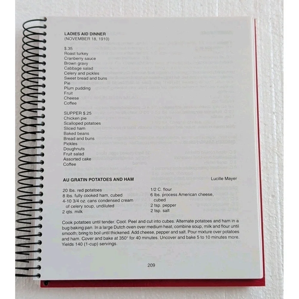 VTG Centennial Cookbook Medina, ND 1899-1999 1910 Ladies‎ Aid Recipe 258 Pgs